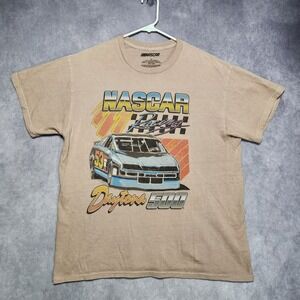 NASCAR Daytona 500 Vintage Look Racing‎ Graphic Tee Tan Mens Large